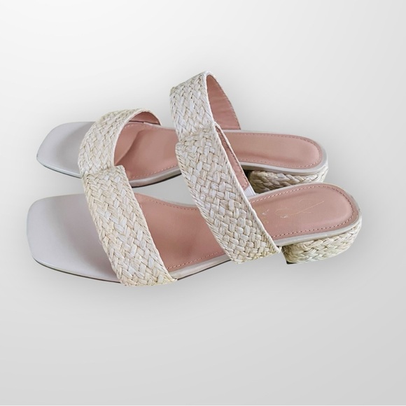 Joie Niki Natural Raffia Woven Block Heel Women's Cream Size 9  Sandals - Picture 6 of 10